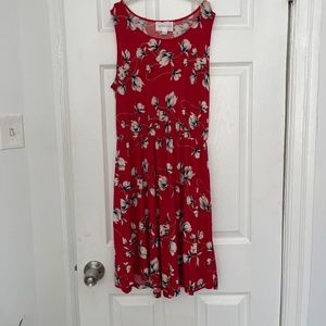 Red floral dress